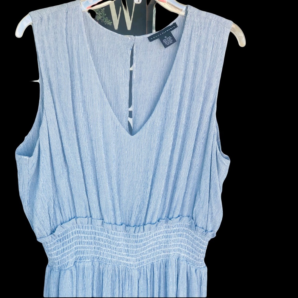 Grace Elements Women’s Silver Blue Pencil Stripe Sleeveless Jumpsuit Size XL - Picture 9 of 16